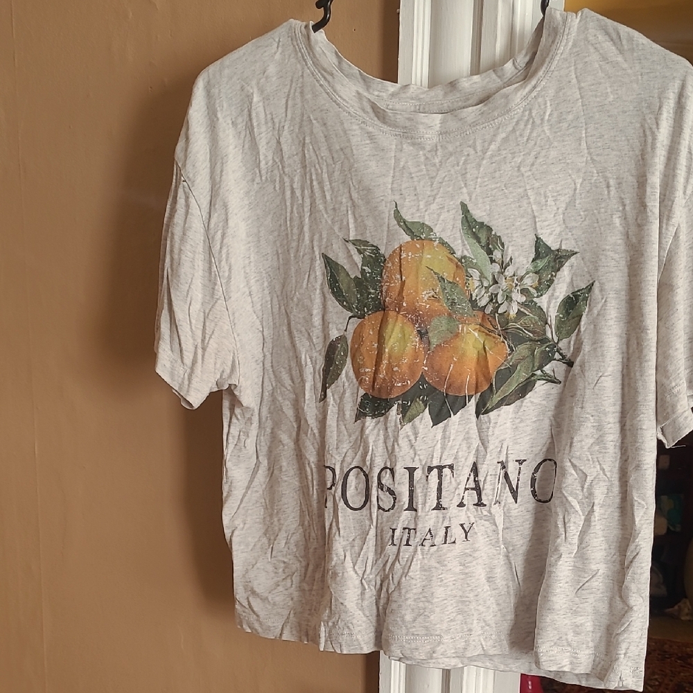 Positano Italy Graphic Crop Top - White